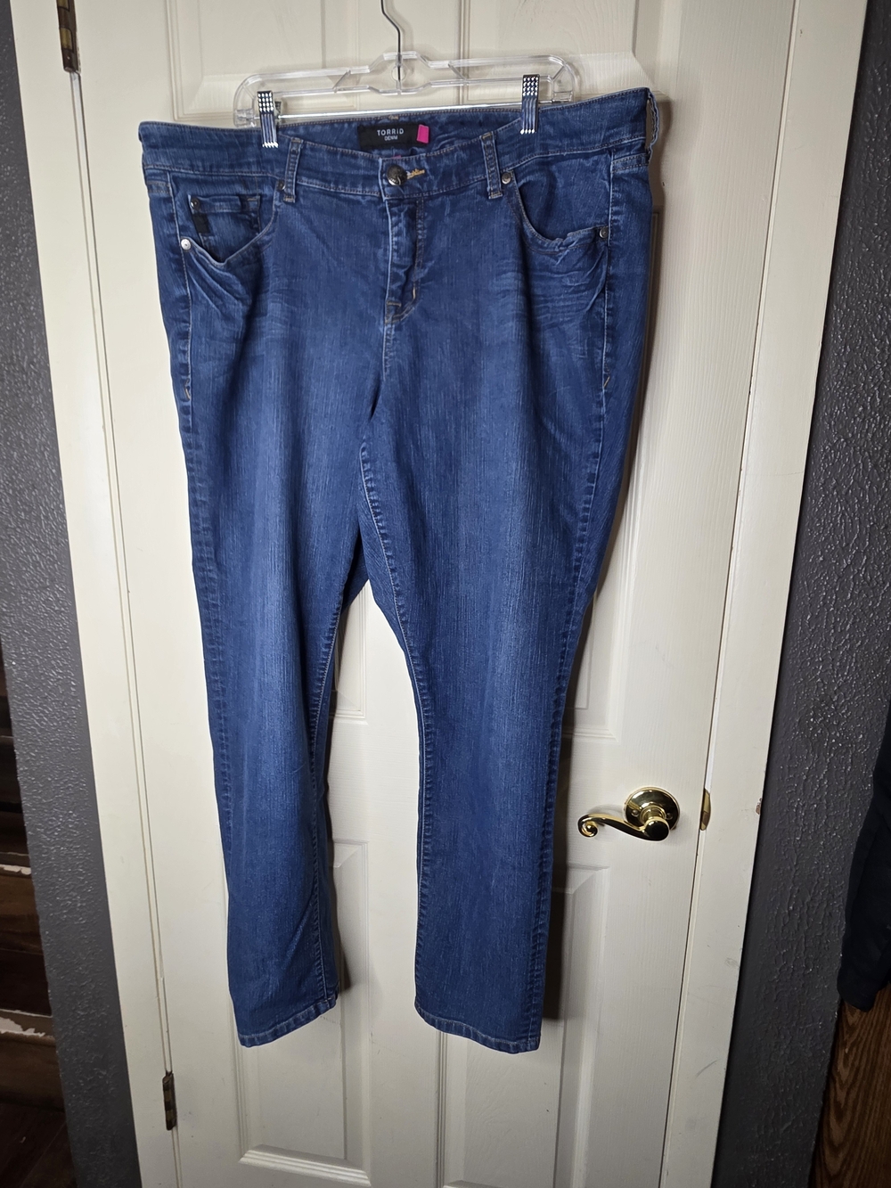 Torrid Denim Stretch Mid Rise Straight Jeans Blue Wash Women's Size 22R